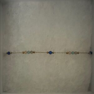 Chic Gold and Blue Beaded Bracelet